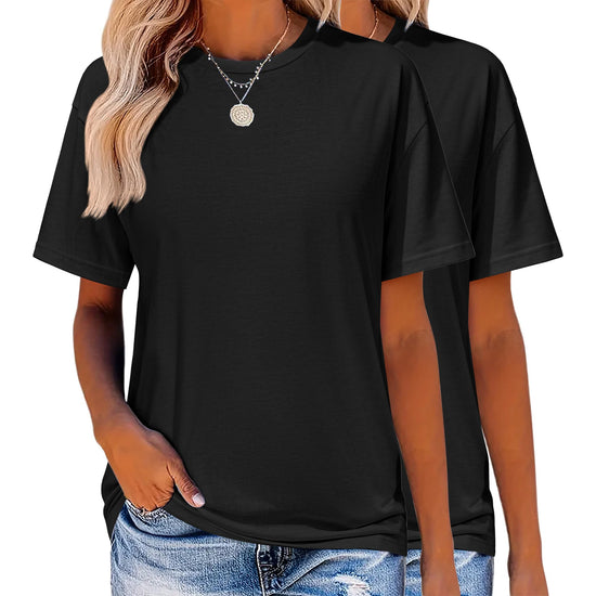 Shirt — Short sleeve crew neck casual tops 2 pack by Zeagoo