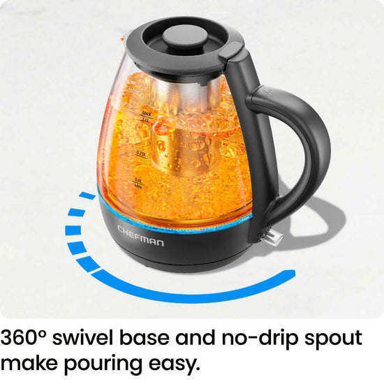 Chefman electric water boiler with tea infuser and boil-dry protection