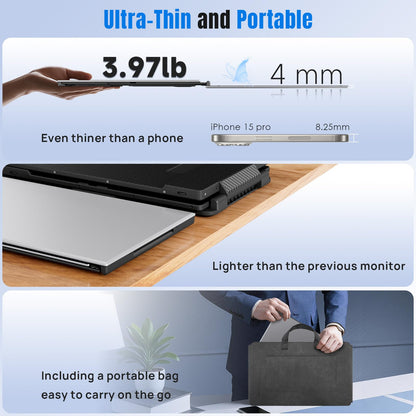 siaviala Laptop Screen Extender 15.6", 1080P FHD Triple Portable Monitor for Laptops 13-17.3", Ultra-Slim Dual Monitor Extender for Windows/Mac/Chrome/Dex, USB-C/HDMI Plug and Play