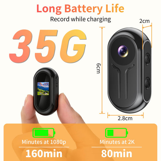 eovas 2K Mini Body Camera with 0.85" Screen,Thumb Size Small POV Camera with WiFi,Tiny Wearable Action Camera Magnetic Camcorder for Vlogging Work Cycling Motorcycle Pet Travel
