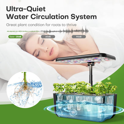 Ahopegarden indoor garden hydroponics growing system — 10 pods germination kit with LED light