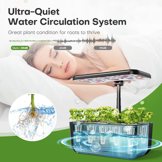 Ahopegarden indoor garden hydroponics growing system — 10 pods germination kit with LED light