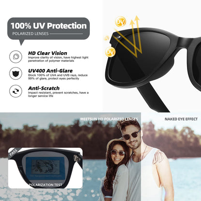 MEETSUN polarized sunglasses — Retro style with mirror lens