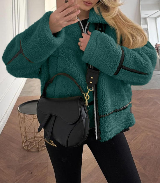 Coat — Faux fur and leather patchwork design from Tankaneo