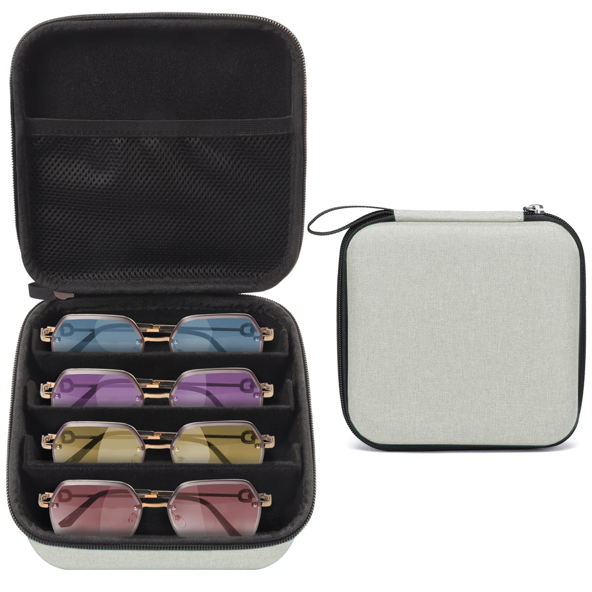 Eyeglass case — Bukere travel organizer with adjustable slots for multiple pairs