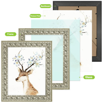 Picture frame — Ornate bronze finish with real glass, 8x10 size by Golden State Art