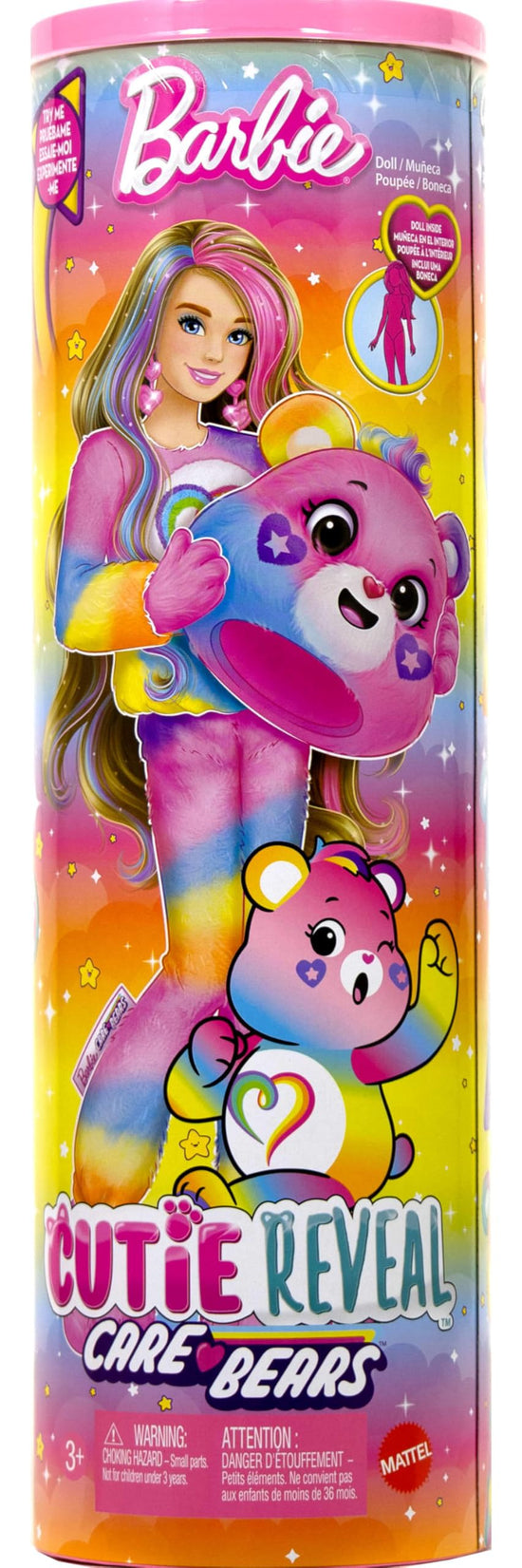 Barbie toy figure — Cutie reveal care bears doll with 10 surprises and mini bear