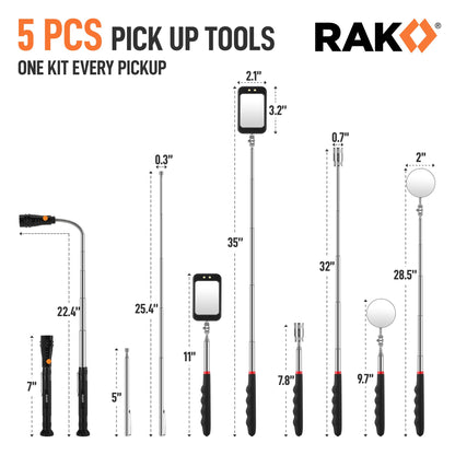 RAK magnetic pickup tool set - versatile inspection and retrieval tools for men