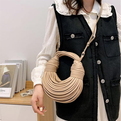 Handbag — Hand-woven bread design with top handle and crossbody options