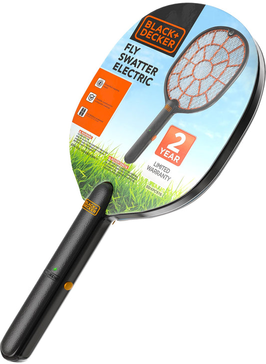 Bug zapper racket — handheld electric swatter for outdoor use