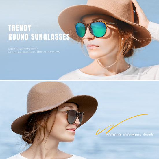 CHBP sunglasses - Polarized round mirrored lens for women and men