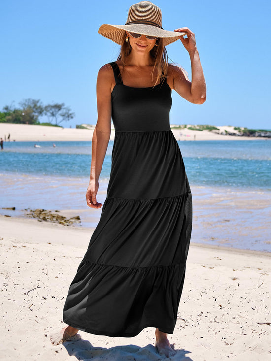 Dress — Sleeveless tiered maxi with pockets by ANRABESS