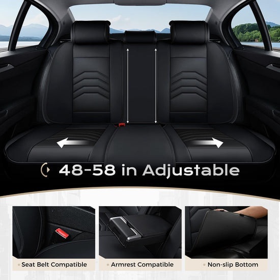 Coverado car seat cover - luxury faux leather waterproof for five seats