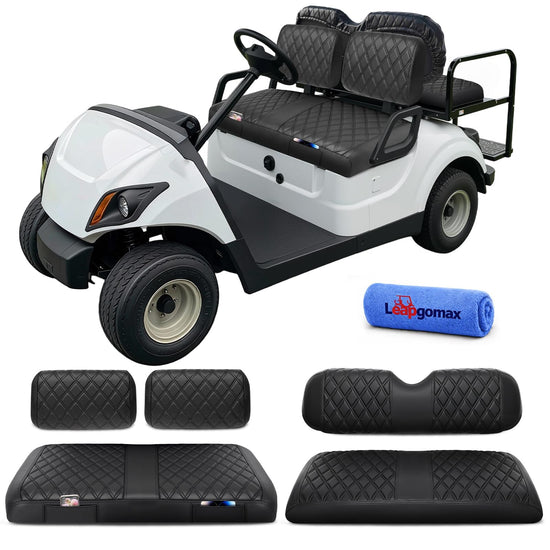 Vehicle seat cover — Thick leather with custom diamond design for Yamaha carts