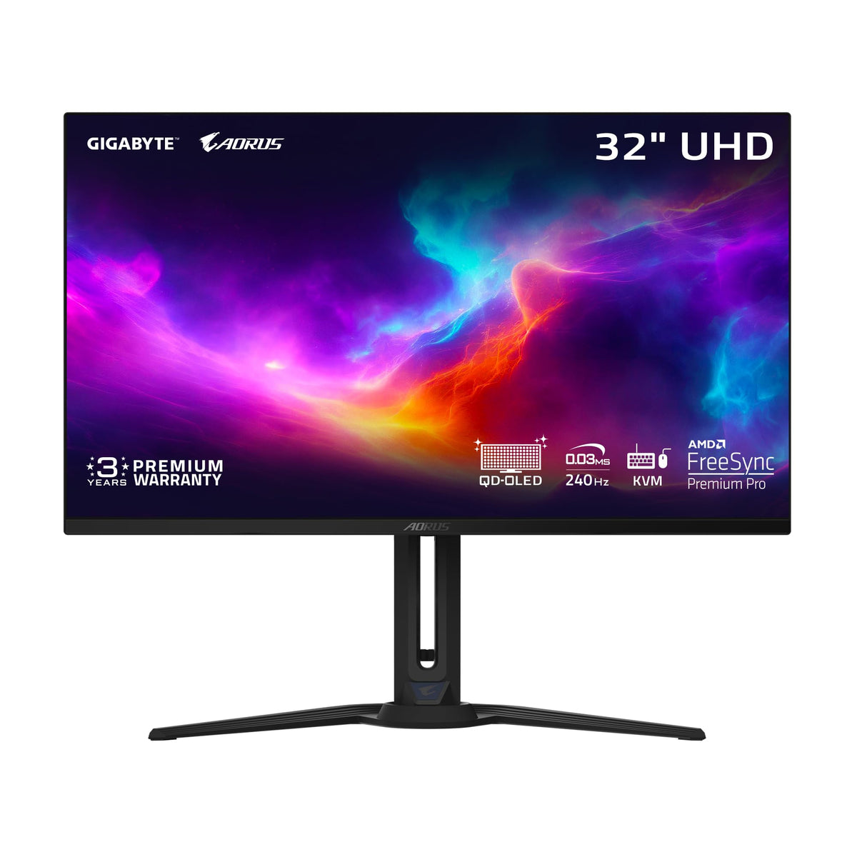 GIGABYTE - AORUS FO32U2-32 QD OLED monitor — UHD 3840x2160, 240Hz, Type C KVM