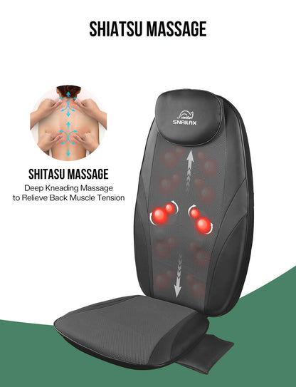Snailax back massager with soothing heat — electric deep tissue kneading full body massage chair