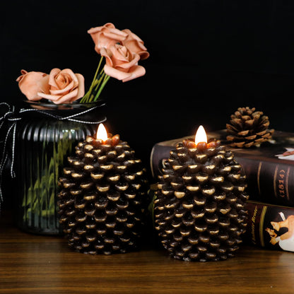 Wondise flameless candles - battery operated with timer and flickering wick, set of 2