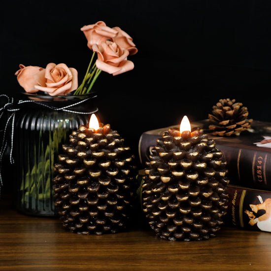 Wondise flameless candles - battery operated with timer and flickering wick, set of 2