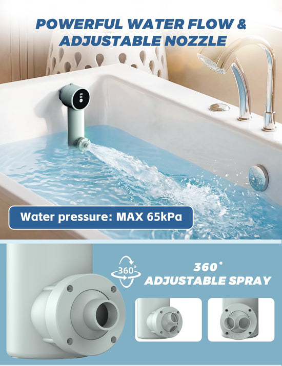 Bath jets for tub — portable jet spa with 360° rotatable nozzles and suction cups