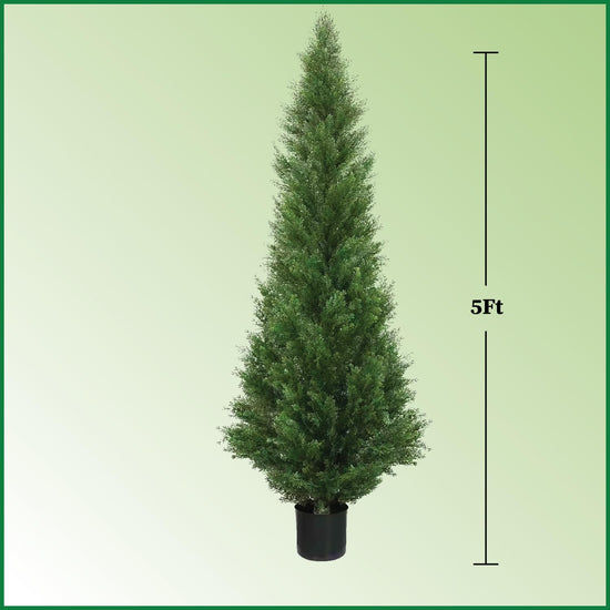 Artificial tree — 5 foot outdoor cedar topiary with potted plants