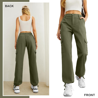 Lepunuo women's cargo pants — High waisted with drawstring ankle cuffs and 6 pockets