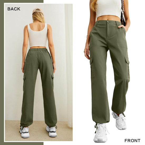 Lepunuo women's cargo pants — High waisted with drawstring ankle cuffs and 6 pockets