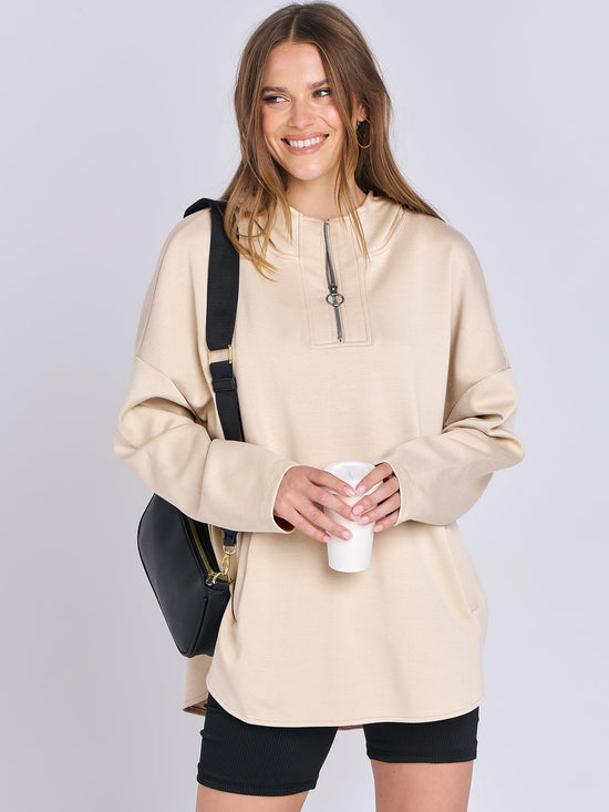 Sweatshirt — Oversized quarter zip pullover for women by ANRABESS