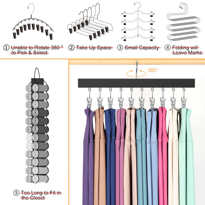 Clothes hanger — ORROENS wooden organizer with clips for 24 leggings and pants