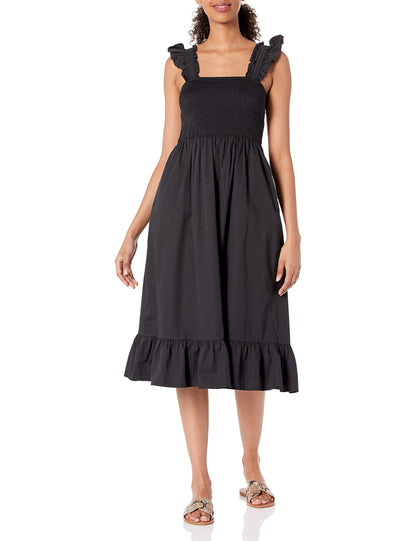 Dress — Kimi ruffled shoulder smocked midi by The Drop
