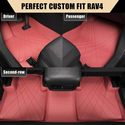 EKR vehicle mat — Custom leather seat cover in burgundy for RAV4 2019-2024