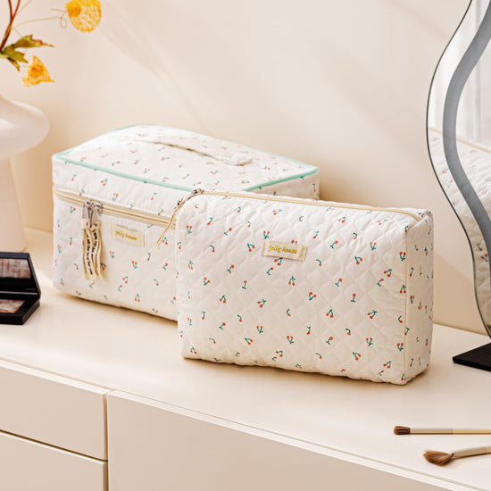 HBselect cosmetic case — quilted floral design in 3 pieces set