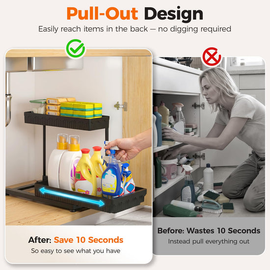Sevenblue caddy — 3 pack multi-purpose pull-out organizers for bathroom and kitchen