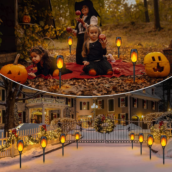 IkeeRuic solar lamp — flickering flame design for Halloween decorations