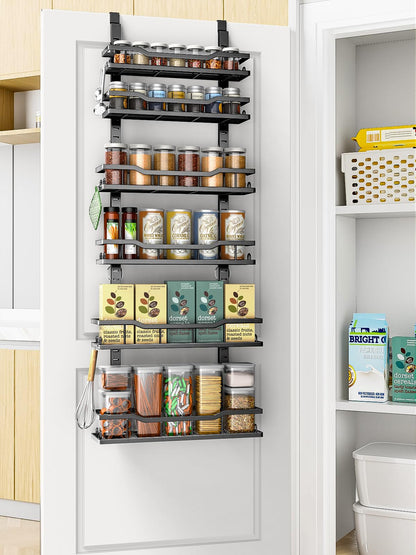 MSERCUOR storage rack — over the door design with adjustable baskets and spice rack