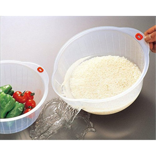 Dishware bowl — Inomata rice washing bowl with strainer, 2 quart