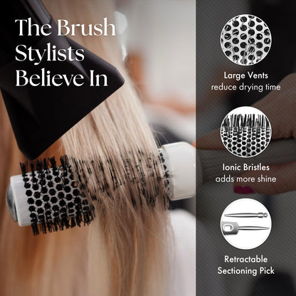 Olivia Garden Ceramic + Ion round thermal hair brush — professional blowout brush for thick hair