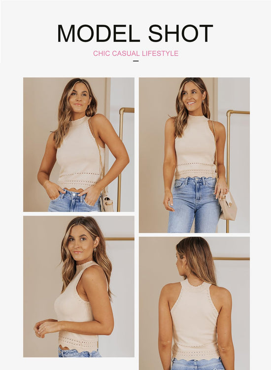 Shirt — Ribbed knit racerback halter crop top by EVALESS
