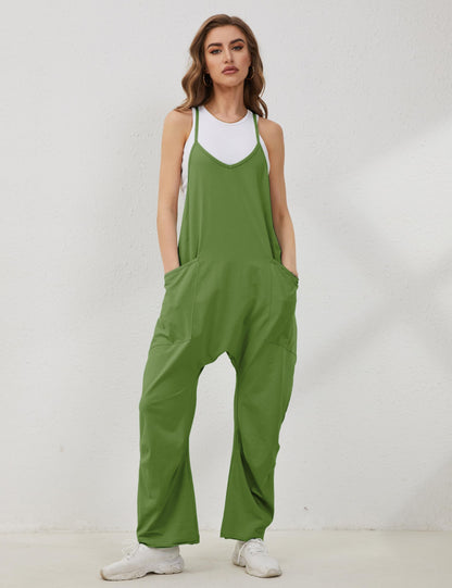 Overall — V neck sleeveless harem with adjustable straps and pockets by Lentta