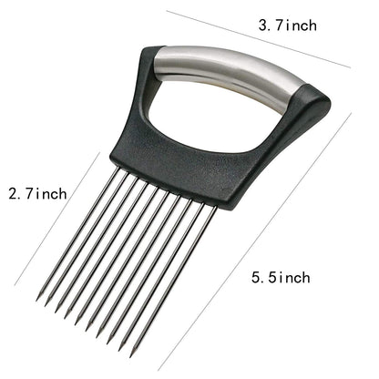 Stainless steel onion slicer holder — versatile kitchen utensil for slicing vegetables