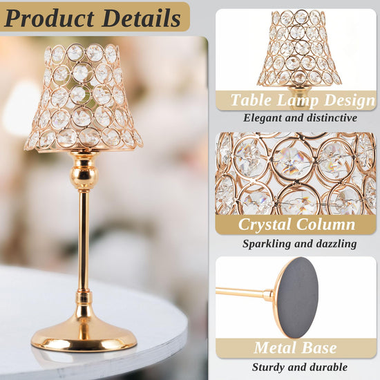Gold Crystal Metal Candle Holders Set of 3 Tealight for Table Centerpieces
