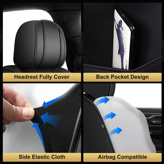 AOMSAZTO leather seat covers — fit for Toyota bZ 2026 full set in black