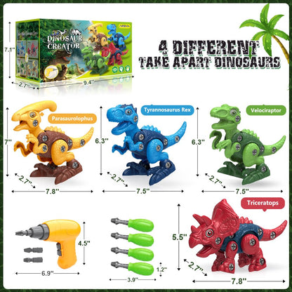 Dinosaur toys with electric drill for kids - STEM construction building toy