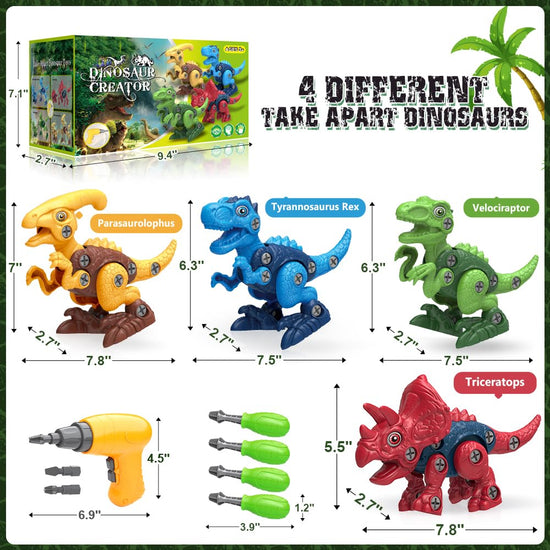 Dinosaur toys with electric drill for kids - STEM construction building toy