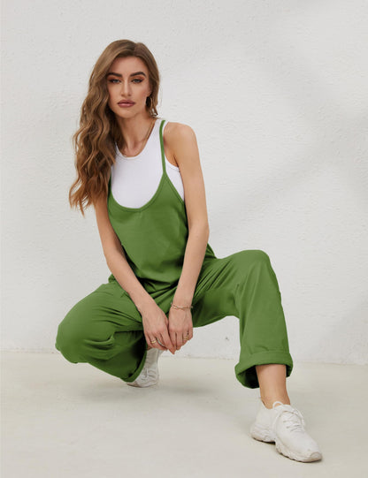 Overall — V neck sleeveless harem with adjustable straps and pockets by Lentta