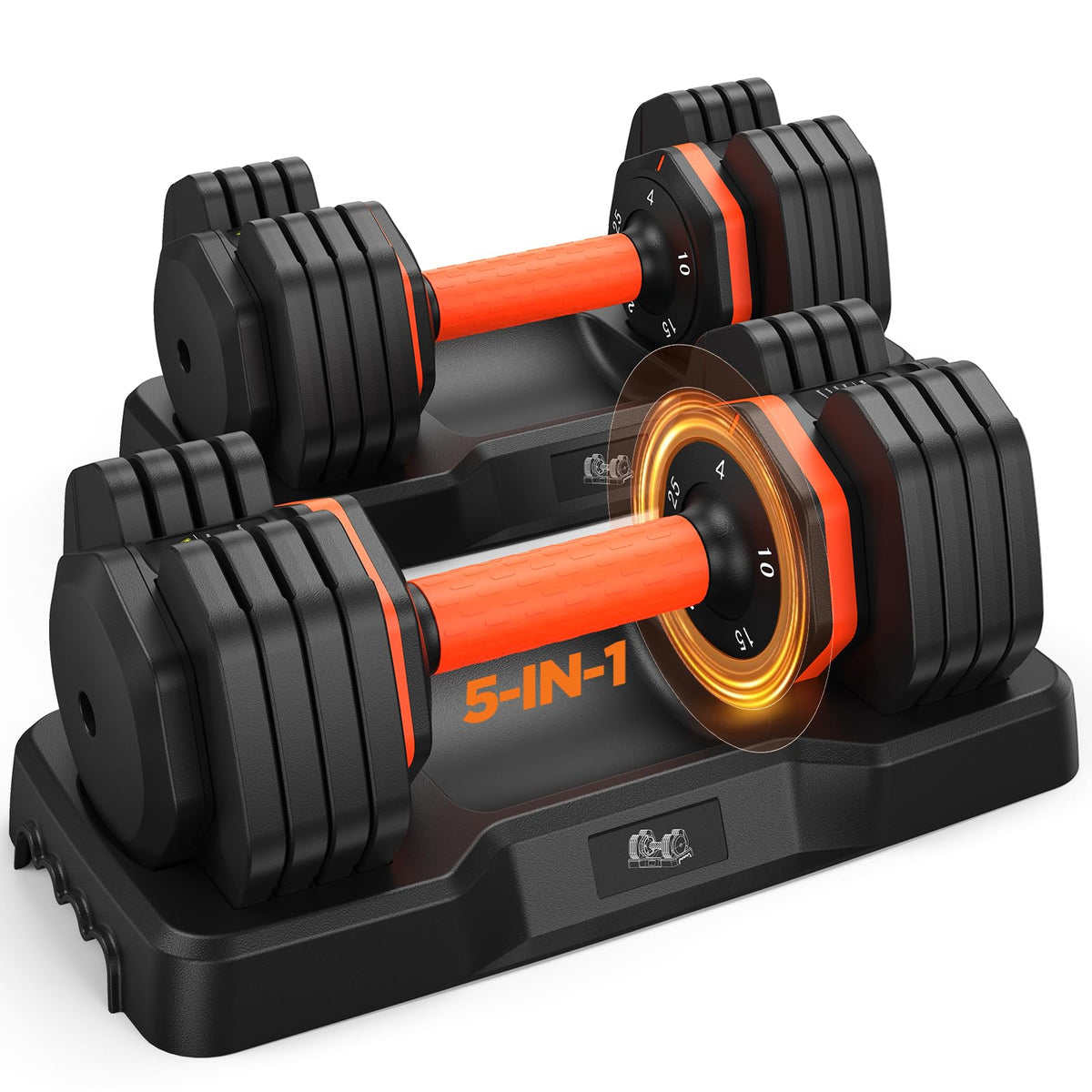 Dumbbell set — Adjustable weights with storage box and anti-slip grip 110lbs/50lbs