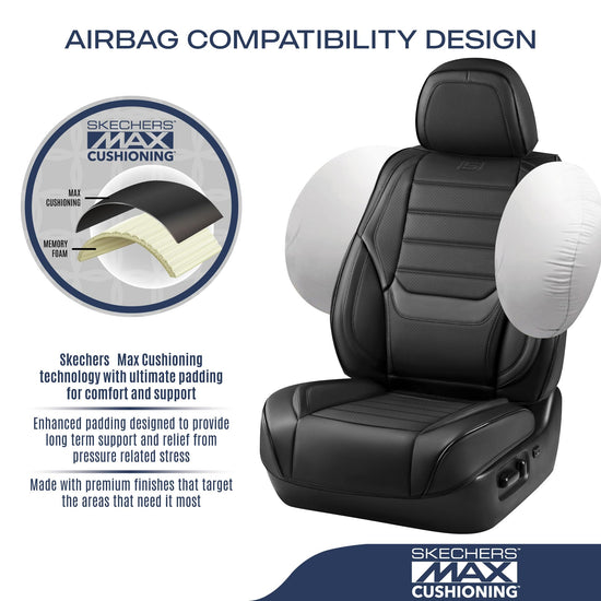 Skechers vehicle seat cover — Memory foam waterproof protection for front seats