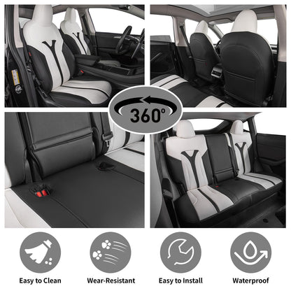 EKR vehicle seat cover — Custom fit faux leather for Tesla Model Y 2021-2024 7 seats