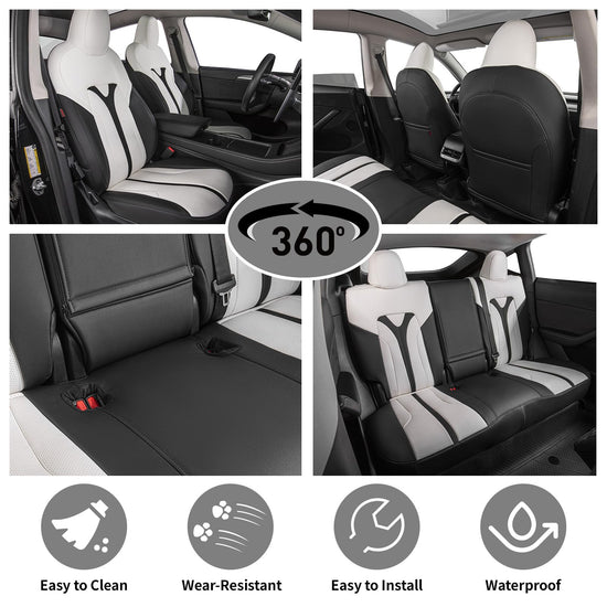 EKR vehicle seat cover — Custom fit faux leather for Tesla Model Y 2021-2024 7 seats