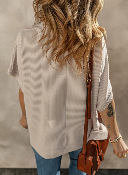 Dokotoo shirt — Casual oversized short sleeve knit tunic top