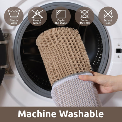 AMOAMI bath mat — absorbent and non-slip with tassels, machine washable, 17x24 beige